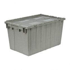 Quantum Storage - 2.2 Cu Ft, 90 Lb Load Capacity Gray Polyethylene Attached-Lid Container - Stacking, Nesting, 25.4" Long x 16.3" Wide x 14.1" High, Lid Included - Caliber Tooling