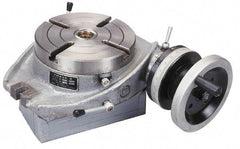 Phase II - 6" Table Diam, Horizontal Rotary Machining Table - 2MT Center Taper, 0.39" T-Slot Width - Caliber Tooling