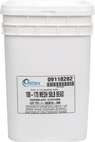 Made in USA - Medium/Fine Grade Smooth Glass Bead - 100 to 170 Grit, 50 Lb Pail - Caliber Tooling