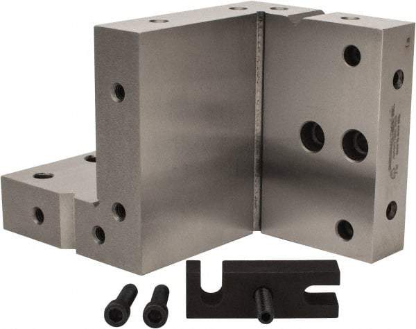 Suburban Tool - 4" Wide x 6" Deep x 4" High Steel Precision-Ground Angle Plate - Compound Plate, Machined Holes on Surface, Open End, 1" Thick, Single Plate - Caliber Tooling