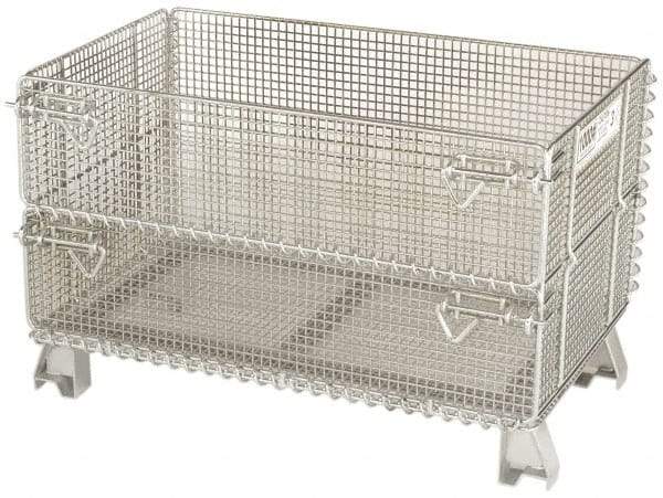 Nashville Wire - 32" Long x 20" Wide x 16" High Steel Basket-Style Bulk Folding Wire Mesh Container - 1,000 Lb. Load Capacity - Caliber Tooling