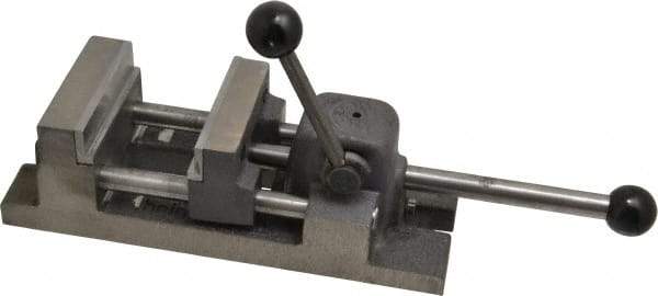 Heinrich - 3" Jaw Opening Capacity x 1-1/4" Throat Depth, Horizontal Drill Press Vise - 3" Wide Jaw, Stationary Base, Standard Speed - Caliber Tooling