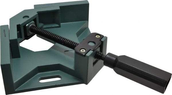 Gibraltar - Fixed Angle, 2 Axes, 5-1/2" Long, 2-1/2" Jaw Height, 2-1/2" Max Capacity, Angle & Corner Clamp - 90° Clamping Angle, 1-1/8" Throat Depth - Caliber Tooling