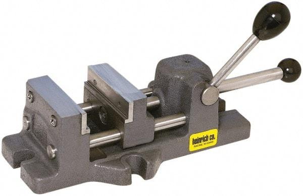 Heinrich - 6-3/16" Jaw Opening Capacity x 1-13/16" Throat Depth, Horizontal Drill Press Vise - 6" Wide x 6-3/16" High Jaw, Stationary Base, Standard Speed - Caliber Tooling