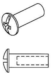 Made in USA - #10-24 Thread Barrel, Slotted/Phillips Drive, Stainless Steel Sex Bolt & Binding Post - 1/2" Long Barrel, Grade 18-8 - Caliber Tooling