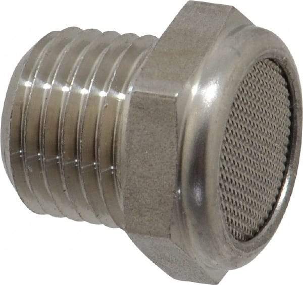 Legris - 1/4 Male NPT, 17mm Hex, Exhaust Muffler - 175 Max psi, 108 Decibel Rating, Stainless Steel - Caliber Tooling