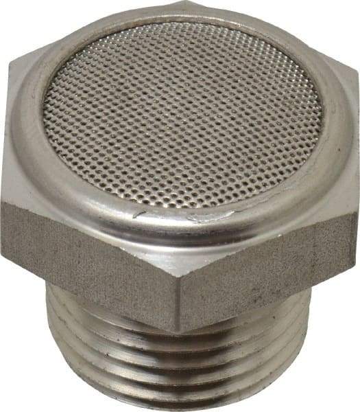 Legris - 1/2 Male NPT, 27mm Hex, Exhaust Muffler - 175 Max psi, 108 Decibel Rating, Stainless Steel - Caliber Tooling