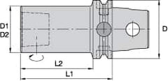 Kennametal - KM63UT Outside Modular Connection, KM50 Inside Modular Connection, KM63 to KM50 Reducing Adapter - 100mm Projection, 50.04mm Nose Diam, 140mm OAL, Through Coolant - Exact Industrial Supply