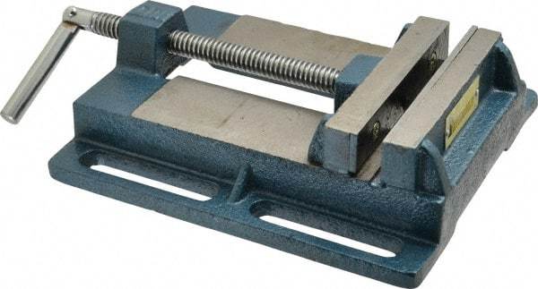 Interstate - 4-5/8" Jaw Opening Capacity x 1" Throat Depth, Horizontal Drill Press Vise - 5" Wide x 1" High Jaw, Stationary Base, Standard Speed, 9.65" OAL x 2.33" Overall Height, Cast Iron - Caliber Tooling