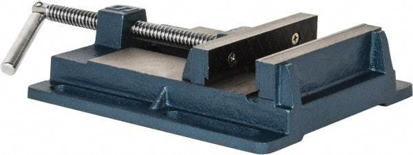 Interstate - 5-1/2" Jaw Opening Capacity x 1-7/64" Throat Depth, Horizontal Drill Press Vise - 6" Wide x 1-7/64" High Jaw, Stationary Base, Standard Speed, 10.86" OAL x 2.4" Overall Height, Cast Iron - Caliber Tooling