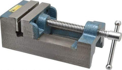 Interstate - 3-5/16" Jaw Opening Capacity x 1-7/64" Throat Depth, Horizontal Drill Press Vise - 3-1/2" Wide x 1.1" High Jaw, Stationary Base, Standard Speed, 8-1/2" OAL x 2-3/4" Overall Height, Cast Iron - Caliber Tooling