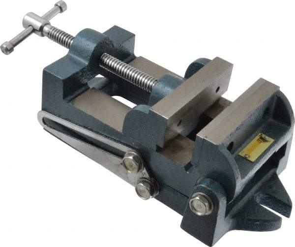 Interstate - 3-3/4" Jaw Opening Capacity x 1-3/4" Throat Depth, Angle Drill Press Vise - 4-1/2" Wide x 1.62" High Jaw, Stationary Base, Standard Speed, 10-15/16" OAL x 3.7" Overall Height, Cast Iron - Caliber Tooling