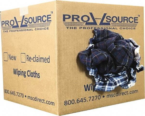 PRO-SOURCE - Reclaimed Cotton Polishing and Dust Cloths - Assorted Colors, Flannel, Low Lint, 10 Lbs. at 3 to 4 per Pound, Box - Caliber Tooling