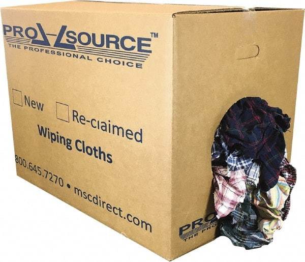 PRO-SOURCE - Reclaimed Cotton Polishing and Dust Cloths - Assorted Colors, Flannel, Low Lint, 50 Lbs. at 3 to 4 per Pound, Box - Caliber Tooling