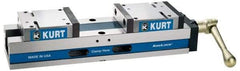 Kurt - 4" Jaw Width, 6-1/4" Max Jaw Opening, Manual Precision Self Centering Vise - 80,000 Max Operating psi, Ductile Iron, 17.9" OAL x 3.61" OAH - Caliber Tooling