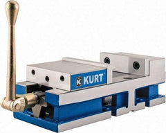 Kurt - 6" Jaw Width, 6" Jaw Opening Capacity, Horizontal Stationary Machine Vise - Manual Operation, 6,356 Lb Capacity, 1 Station, 17" Long x 4.6720" High x 1-31/64" Deep, 1.735" Jaw Height, 80 Lb Max Clamp Force - Caliber Tooling