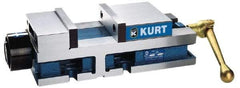 Kurt - 6" Jaw Width, 6" Jaw Opening Capacity, Horizontal Stationary Machine Vise - Hydraulic Operation, 12,600 Lb Capacity, 1 Station, 17" Long x 4.6720" High x 1-31/64" Deep, 1.735" Jaw Height, 3,200 psi Max Clamp Force - Caliber Tooling