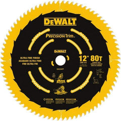 DeWALT - 12" Diam, 1" Arbor Hole Diam, 80 Tooth Wet & Dry Cut Saw Blade - Carbide-Tipped, Finishing Action, Standard Round Arbor - Caliber Tooling