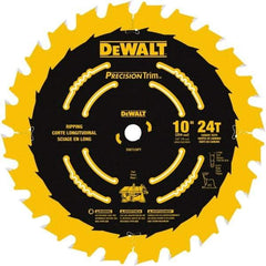 DeWALT - 10" Diam, 5/8" Arbor Hole Diam, 24 Tooth Wet & Dry Cut Saw Blade - Carbide-Tipped, Ripping Action, Standard Round Arbor - Caliber Tooling