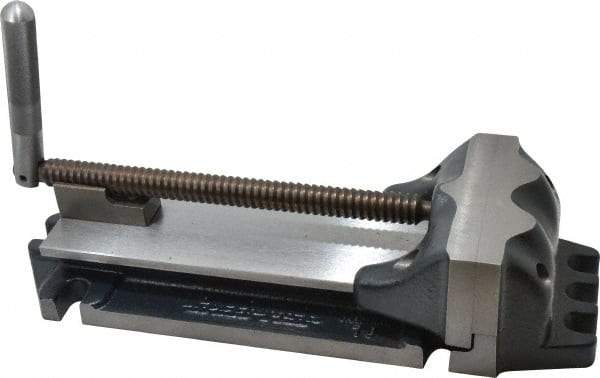 Cardinal Tool - 8" Jaw Opening Capacity x 2" Throat Depth, Horizontal Drill Press Vise - 6" Wide Jaw, Stationary Base, Rapid Action, 17" OAL x 3-7/8" Overall Height, Steel - Caliber Tooling