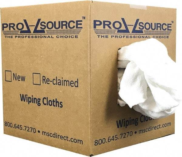 PRO-SOURCE - Wide Virgin Cotton Rags - White, Fleece and Sweatshirt, Low Lint, 5 Lbs. at 3 to 4 per Pound, Box - Caliber Tooling