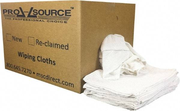 PRO-SOURCE - 19 Inch Long x 16 Inch Wide Virgin Utility Cotton Towels - White, Terry Cloth, Low Lint, 25 Lbs. at 3 to 4 per Pound, Box - Caliber Tooling
