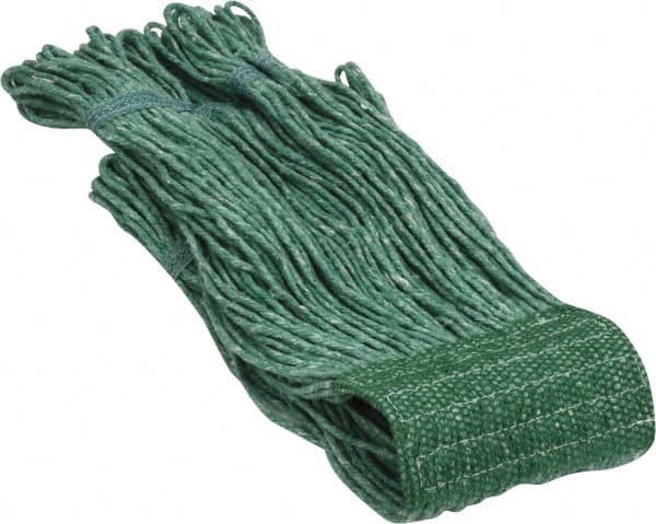 PRO-SOURCE - 5" Green Head Band, Medium Blended Fiber Loop End Mop Head - 4 Ply, Clamp Jaw Connection, Use for General Purpose - Caliber Tooling