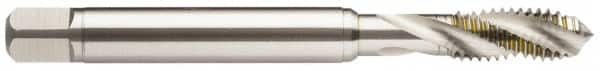 Guhring - #10-24 UNC 3 Flute 2BX Modified Bottoming Spiral Flute Tap - Powdered Metal, TiCN Finish, 70mm OAL, Right Hand Flute, Right Hand Thread, Series 2912 - Caliber Tooling