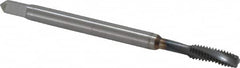 Guhring - #8-32 UNC 3 Flute 2BX Modified Bottoming Spiral Flute Tap - Powdered Metal, TiCN Finish, 63mm OAL, Right Hand Flute, Right Hand Thread, Series 2912 - Caliber Tooling