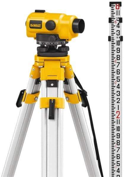 DeWALT - 26x Magnification, 0.5 to 300 Ft. Measuring Range, Automatic Optical Level Kit - Accuracy 1/32 Inch at 100 Ft., Kit Includes Aluminum Tripod with Quick Adjust Legs - Caliber Tooling