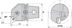 Kennametal - Right Hand Cut, Size KM63, DN.. Insert Compatiblity, Internal Modular Turning & Profiling Cutting Unit Head - 43mm Ctr to Cutting Edge, 60mm Head Length, Through Coolant, Series Kenloc - Caliber Tooling