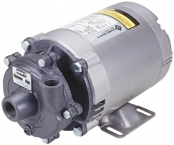 American Machine & Tool - 208-220/440 Volt, 3 Phase, 3/4 HP, Stainless Steel Straight Pump - 1-1/4 Inch Inlet, 1 Inch Outlet, 58 Max Head psi, Stainless Steel Impeller - Caliber Tooling