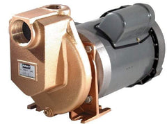 American Machine & Tool - 115/230 Volt, 1 Phase, 3/4 HP, Self Priming Pump - 1-1/2 Inch Inlet, 52 Head Pressure, Bronze and Cast Iron Housing, Bronze Impeller, PTFE Seal - Caliber Tooling