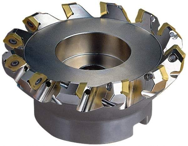 Seco - 75mm Cut Diam, 22mm Arbor Hole, 6mm Max Depth of Cut, 45° Indexable Chamfer & Angle Face Mill - 6 Inserts, SE.X 1204 Insert, Right Hand Cut, 6 Flutes, Through Coolant, Series R220.53 - Caliber Tooling