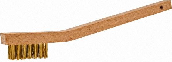 PRO-SOURCE - 3 Rows x 7 Columns Brass Welder Brush - 1-1/2" Brush Length, 7-3/4" OAL, 1/2" Trim Length, Wood Toothbrush Handle - Caliber Tooling