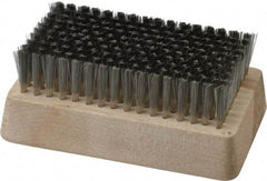 Made in USA - 3/4" Bristle Length, Stainless Steel Cleaning & Finishing Brush - 4-1/4" Long x 2-1/2" Wide Head, 4-1/4" OAL, Hardwood Block - Caliber Tooling