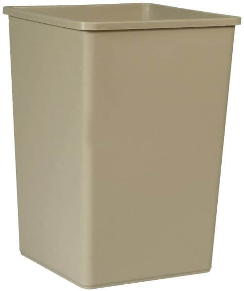 Rubbermaid - 35 Gal Beige Square Trash Can - Polyethylene, 27-5/8" High x 19-1/2" Long x 19-1/2" Wide - Caliber Tooling