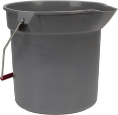 Rubbermaid - 10 Qt, 10-1/4" High, High-Density Polyethylene Round Gray Single Pail with Pour Spout - Handle Included, 10-1/2" Top Diam - Caliber Tooling