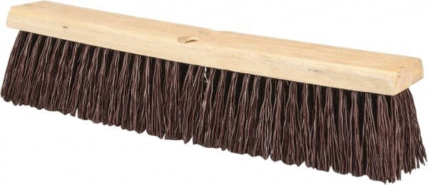 PRO-SOURCE - 18" Heavy Duty Polypropylene Push Broom - 3-1/4" Bristle Length, Wood Block, Threaded Handle Connection, Handle Sold Separately - Caliber Tooling