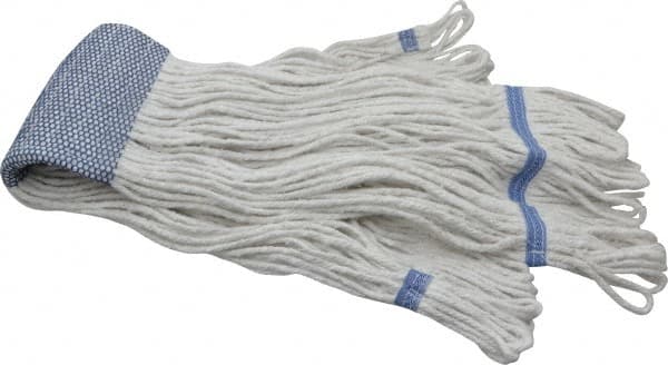 PRO-SOURCE - 5" White Head Band, X-Large Blended Fiber Extra Large #32 Loop End Mop Head - 4 Ply, Clamp Jaw Connection, Use for General Purpose - Caliber Tooling