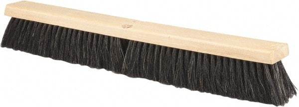 PRO-SOURCE - 24" General Purpose Horsehair Push Broom - 3" Bristle Length, Wood Block, Threaded Handle Connection, Handle Sold Separately - Caliber Tooling