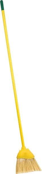 PRO-SOURCE - 8" Wide, Yellow Polypropylene Bristles, Vinyl-Coated Metal Handle, Angled Broom - Flagged, Water Resistant - Caliber Tooling