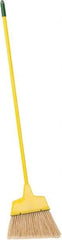 PRO-SOURCE - 12" Wide, Yellow Polypropylene Bristles, Vinyl-Coated Metal Handle, Angled Broom - Flagged, Water Resistant - Caliber Tooling