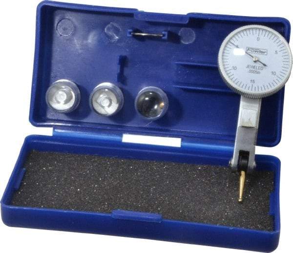 Fowler - 0.03 Inch Range, 0.0005 Inch Dial Graduation, Horizontal Dial Test Indicator - 1 Inch White Dial, 0-15-0 Dial Reading - Caliber Tooling