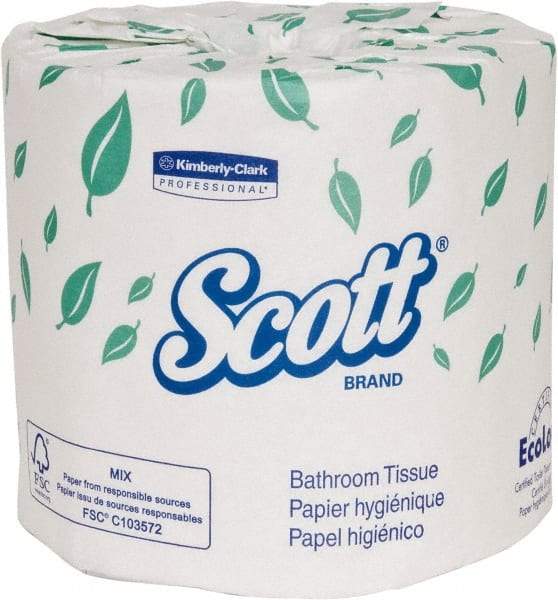 Scott - 4" Sheet Width, Standard Roll Toilet Tissue - 1,210 Sheets per Roll, Single Ply, White, Recycled Fiber - Caliber Tooling