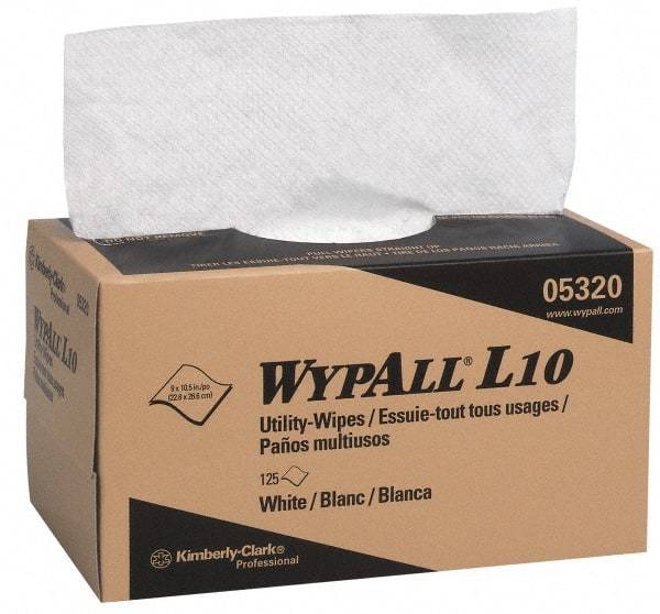 WypAll - Dry Shop Towel/Industrial Wipes - Pop-Up, 10-1/2" x 9" Sheet Size, White - Caliber Tooling