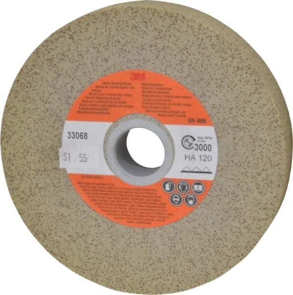 3M - 6" Diam, 1" Face Width, 1" Center Hole, Medium Grade, Aluminum Oxide Deburring Wheel - Unitized, Hard Grade, 3,600 RPM - Caliber Tooling