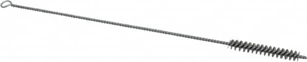 Schaefer Brush - 3" Long x 1/2" Diam Stainless Steel Long Handle Wire Tube Brush - Single Spiral, 15" OAL, 0.006" Wire Diam, 0.17" Shank Diam - Caliber Tooling