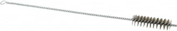 Schaefer Brush - 3" Long x 7/8" Diam Stainless Steel Long Handle Wire Tube Brush - Single Spiral, 15" OAL, 0.007" Wire Diam, 3/8" Shank Diam - Caliber Tooling