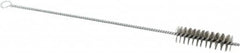 Schaefer Brush - 3" Long x 1" Diam Stainless Steel Long Handle Wire Tube Brush - Single Spiral, 15" OAL, 0.007" Wire Diam, 3/8" Shank Diam - Caliber Tooling